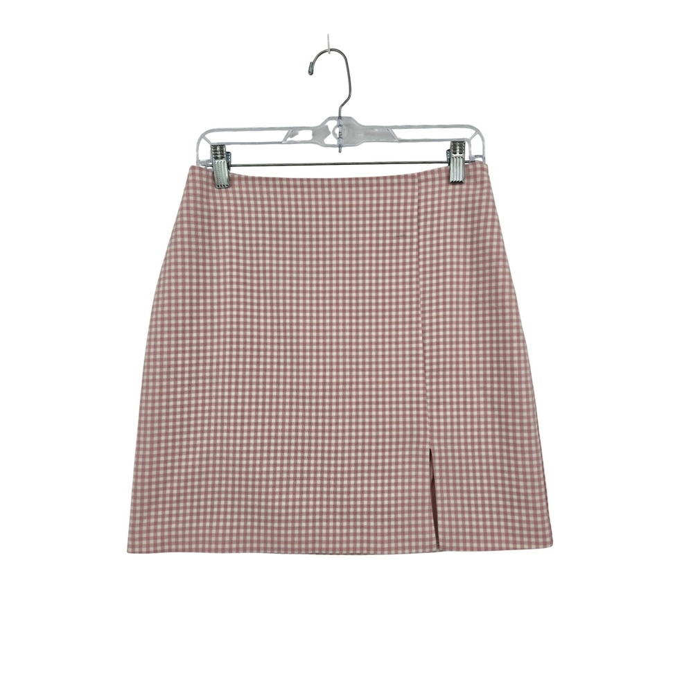 NA-KD Pink Gingham Checked Mini Skirt Side Slit Size 36 US 6 Preppy Pastel